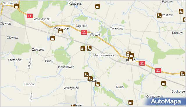 mapa Magnuszewice, Magnuszewice na mapie Targeo
