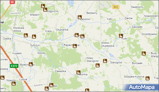 mapa Majdan gmina Siennica, Majdan gmina Siennica na mapie Targeo