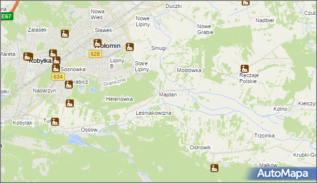 mapa Majdan gmina Wołomin, Majdan gmina Wołomin na mapie Targeo