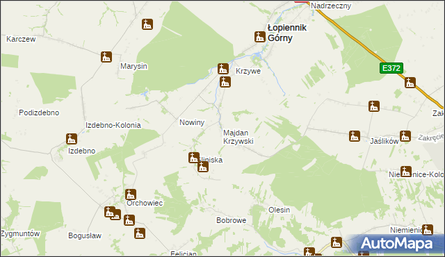 mapa Majdan Krzywski, Majdan Krzywski na mapie Targeo