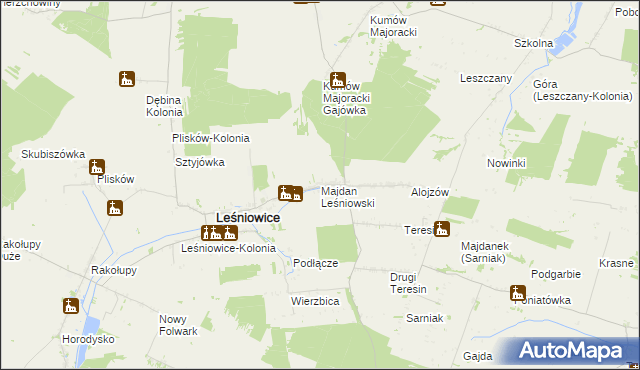 mapa Majdan Leśniowski, Majdan Leśniowski na mapie Targeo