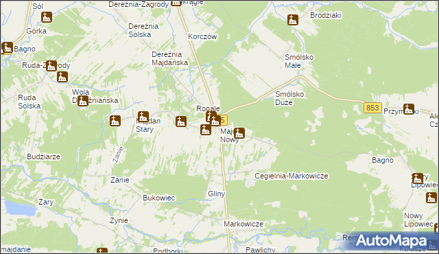mapa Majdan Nowy, Majdan Nowy na mapie Targeo