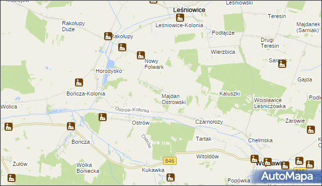 mapa Majdan Ostrowski, Majdan Ostrowski na mapie Targeo
