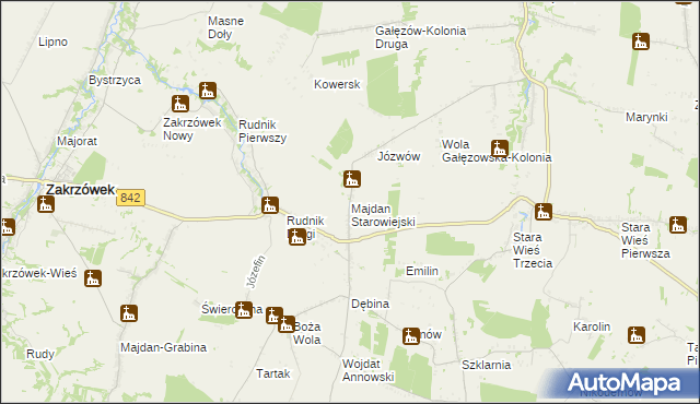 mapa Majdan Starowiejski, Majdan Starowiejski na mapie Targeo