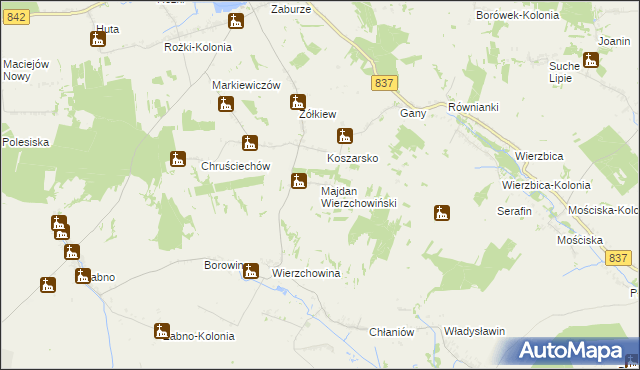 mapa Majdan Wierzchowiński, Majdan Wierzchowiński na mapie Targeo