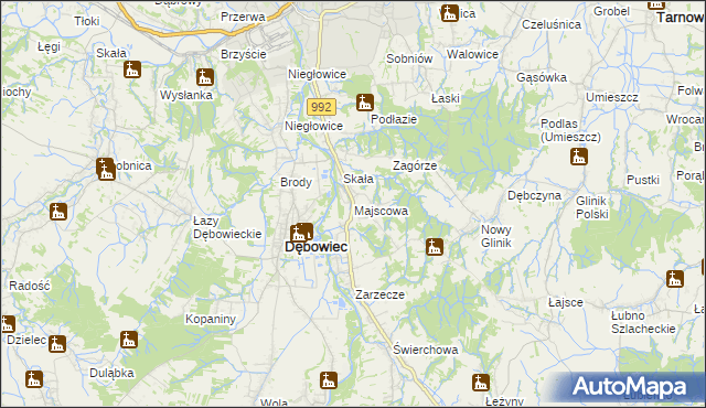 mapa Majscowa, Majscowa na mapie Targeo