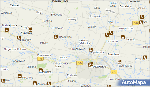 mapa Makocice, Makocice na mapie Targeo