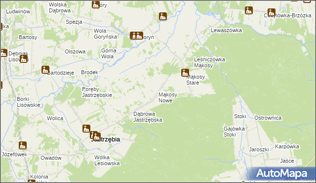 mapa Mąkosy Nowe, Mąkosy Nowe na mapie Targeo