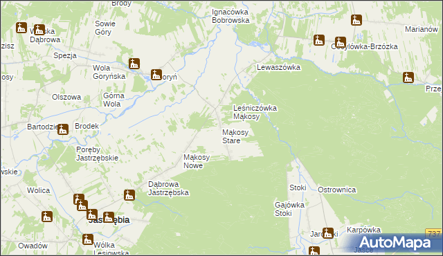 mapa Mąkosy Stare, Mąkosy Stare na mapie Targeo