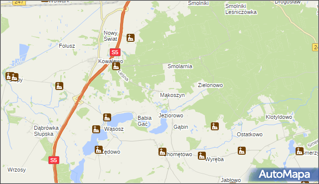 mapa Mąkoszyn gmina Szubin, Mąkoszyn gmina Szubin na mapie Targeo
