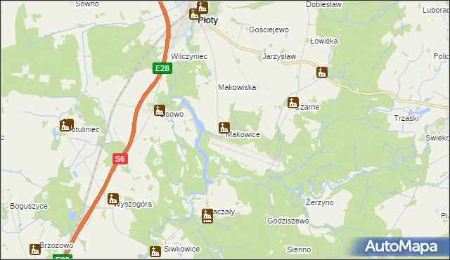 mapa Makowice gmina Płoty, Makowice gmina Płoty na mapie Targeo