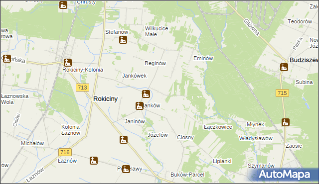 mapa Maksymilianów gmina Rokiciny, Maksymilianów gmina Rokiciny na mapie Targeo