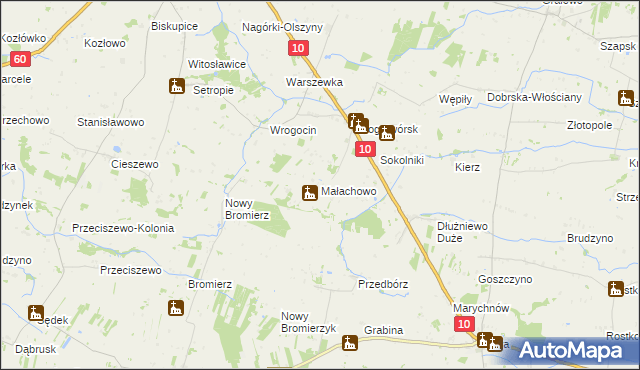mapa Małachowo gmina Drobin, Małachowo gmina Drobin na mapie Targeo
