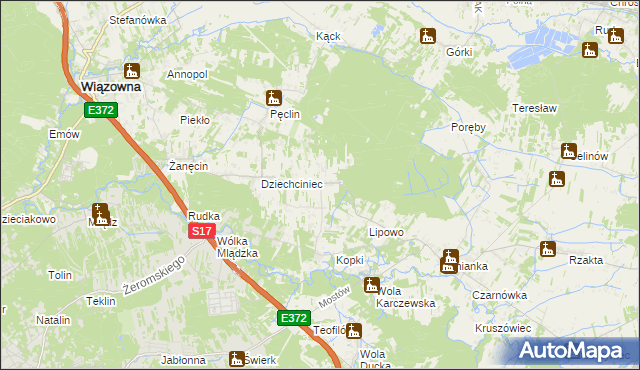 mapa Malcanów gmina Wiązowna, Malcanów gmina Wiązowna na mapie Targeo