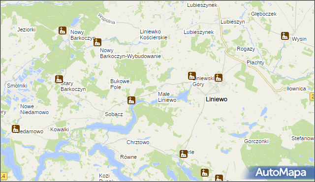mapa Małe Liniewo, Małe Liniewo na mapie Targeo