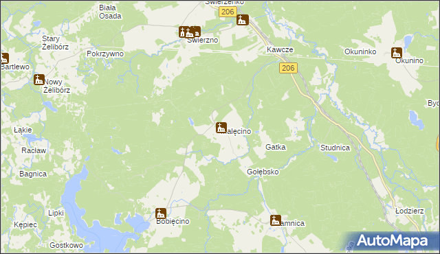 mapa Malęcino, Malęcino na mapie Targeo