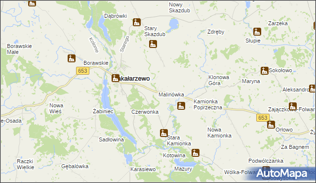 mapa Malinówka gmina Bakałarzewo, Malinówka gmina Bakałarzewo na mapie Targeo