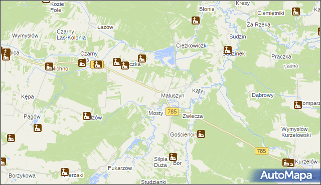 mapa Maluszyn gmina Żytno, Maluszyn gmina Żytno na mapie Targeo