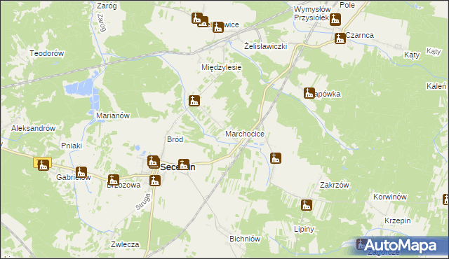 mapa Marchocice gmina Secemin, Marchocice gmina Secemin na mapie Targeo