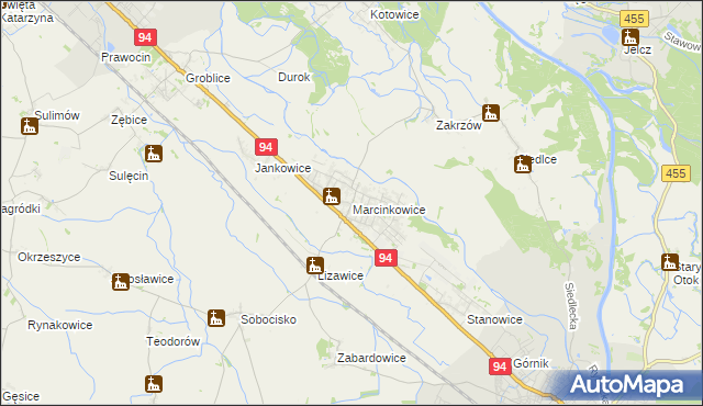 mapa Marcinkowice gmina Oława, Marcinkowice gmina Oława na mapie Targeo