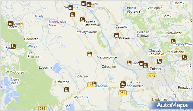 mapa Marcinkowice gmina Radłów, Marcinkowice gmina Radłów na mapie Targeo