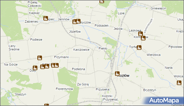 mapa Marcinowice gmina Kozłów, Marcinowice gmina Kozłów na mapie Targeo