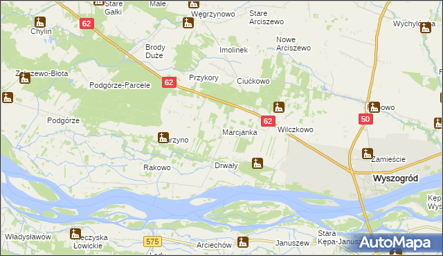 mapa Marcjanka gmina Wyszogród, Marcjanka gmina Wyszogród na mapie Targeo