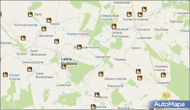 mapa Mariampol gmina Leśna Podlaska, Mariampol gmina Leśna Podlaska na mapie Targeo