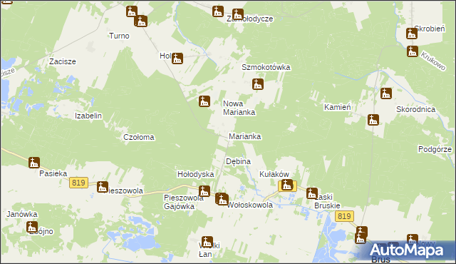 mapa Marianka gmina Stary Brus, Marianka gmina Stary Brus na mapie Targeo