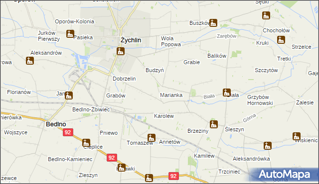 mapa Marianka gmina Żychlin, Marianka gmina Żychlin na mapie Targeo