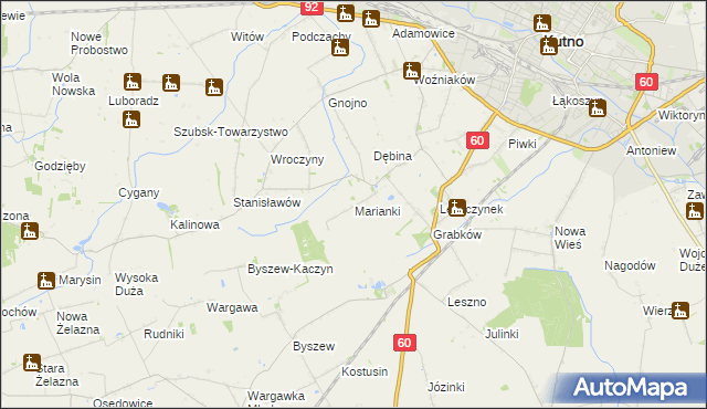 mapa Marianki gmina Kutno, Marianki gmina Kutno na mapie Targeo