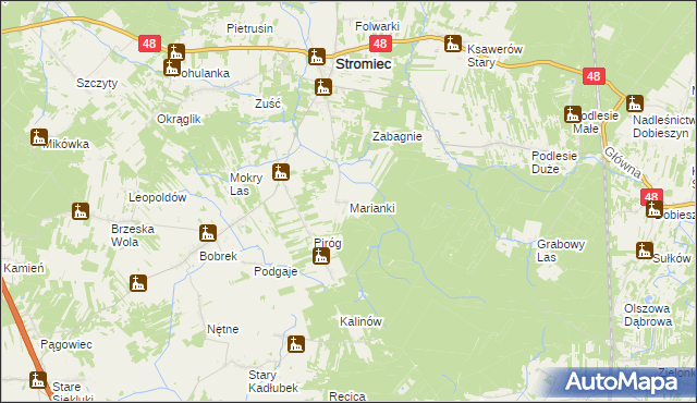 mapa Marianki gmina Stromiec, Marianki gmina Stromiec na mapie Targeo