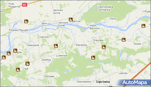 mapa Marianów gmina Dąbrówka, Marianów gmina Dąbrówka na mapie Targeo