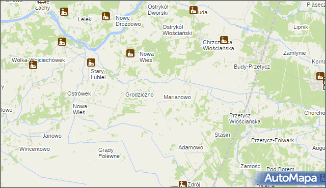 mapa Marianowo gmina Długosiodło, Marianowo gmina Długosiodło na mapie Targeo