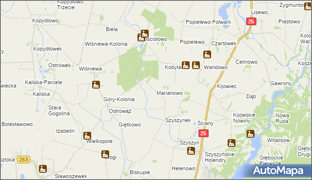 mapa Marianowo gmina Ślesin, Marianowo gmina Ślesin na mapie Targeo