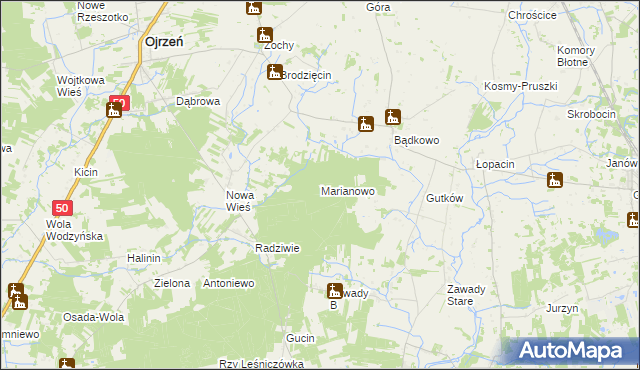mapa Marianowo gmina Sońsk, Marianowo gmina Sońsk na mapie Targeo