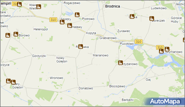 mapa Marianowo gmina Śrem, Marianowo gmina Śrem na mapie Targeo