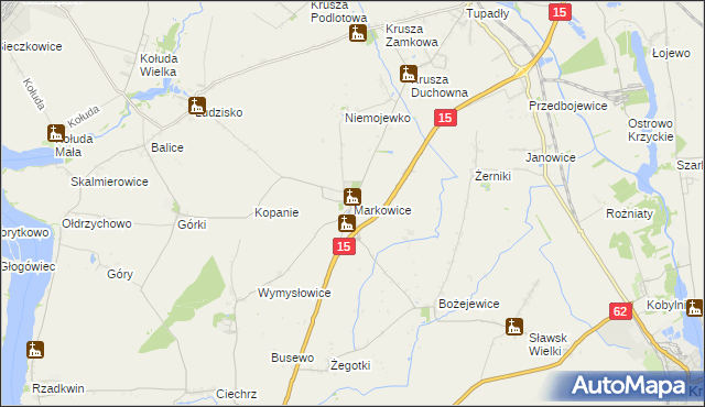 mapa Markowice gmina Strzelno, Markowice gmina Strzelno na mapie Targeo