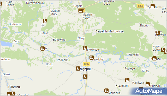 mapa Markowicze, Markowicze na mapie Targeo