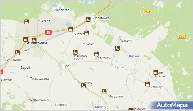 mapa Markowo gmina Gniewkowo, Markowo gmina Gniewkowo na mapie Targeo