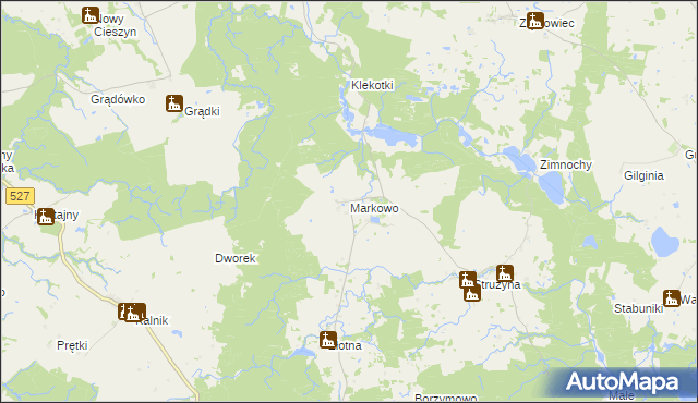 mapa Markowo gmina Morąg, Markowo gmina Morąg na mapie Targeo