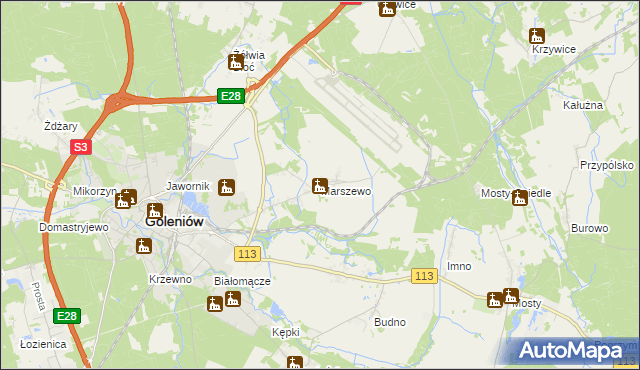 mapa Marszewo gmina Goleniów, Marszewo gmina Goleniów na mapie Targeo