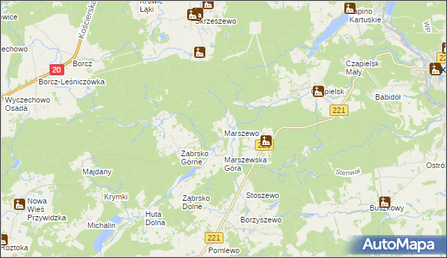 mapa Marszewo gmina Przywidz, Marszewo gmina Przywidz na mapie Targeo