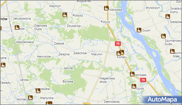 mapa Marynin gmina Chynów, Marynin gmina Chynów na mapie Targeo