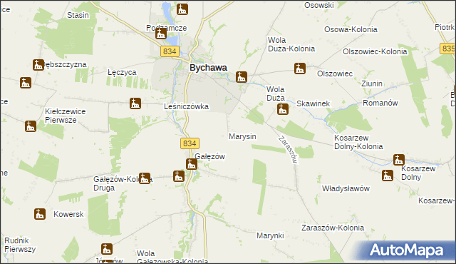 mapa Marysin gmina Bychawa, Marysin gmina Bychawa na mapie Targeo