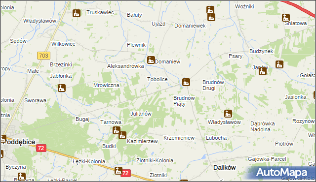 mapa Marysin gmina Dalików, Marysin gmina Dalików na mapie Targeo