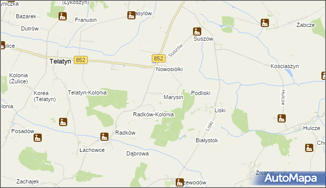 mapa Marysin gmina Telatyn, Marysin gmina Telatyn na mapie Targeo
