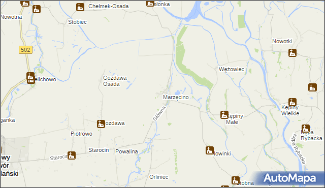 mapa Marzęcino, Marzęcino na mapie Targeo