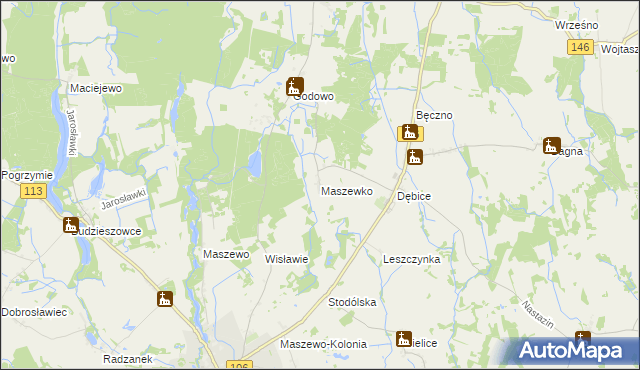 mapa Maszewko gmina Maszewo, Maszewko gmina Maszewo na mapie Targeo
