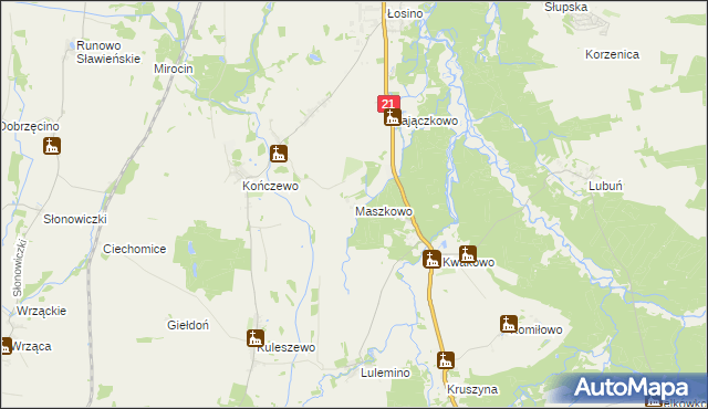 mapa Maszkowo gmina Kobylnica, Maszkowo gmina Kobylnica na mapie Targeo